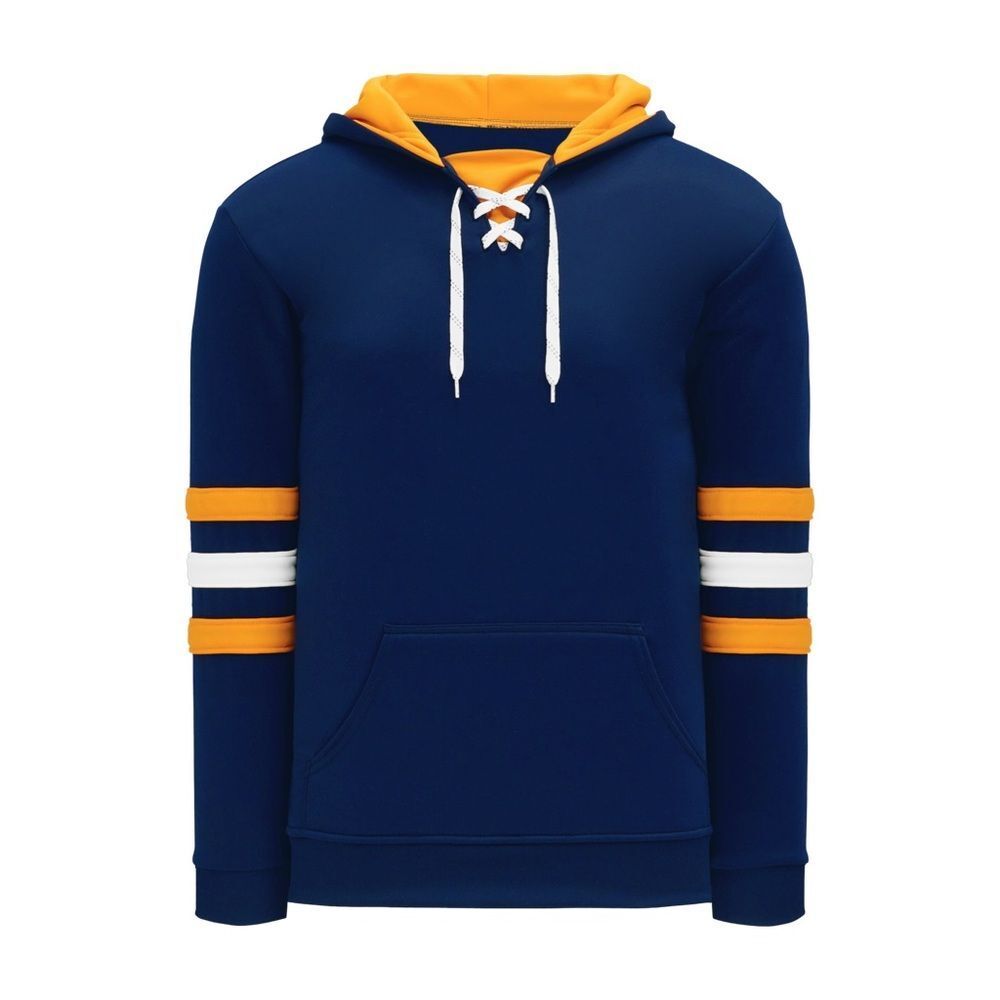 Men's Navy Blue Yellow Hoodie Sweatshirt, Size Large, Brand New, Athletic Knit